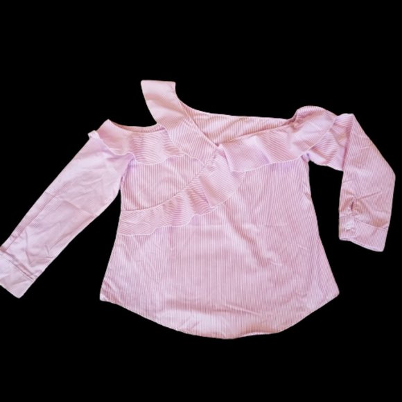 Pink and White Off shoulder/cold Shoulder Blouse - Picture 3 of 16